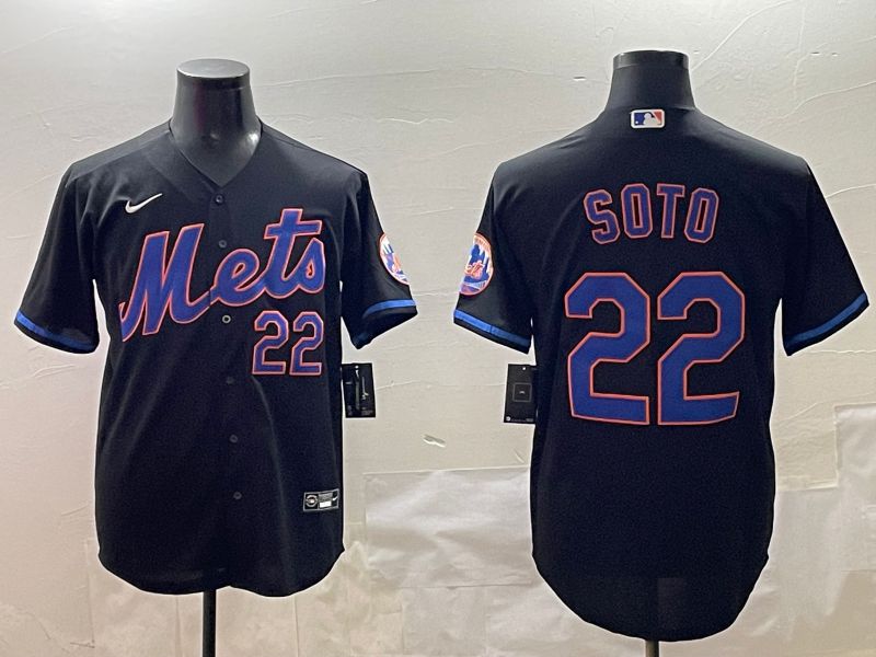 Men New York Mets #22 Soto Black Game 2025 Nike MLB Jersey style 1